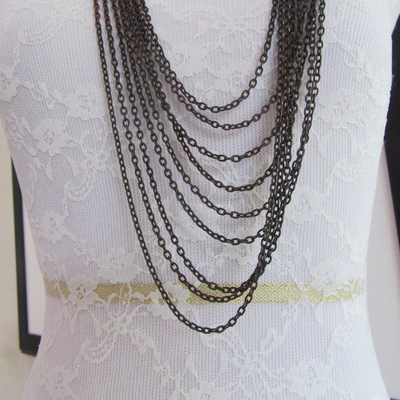 Vintage Chico's brown and gold multi chain long necklace - Picture 4 of 6